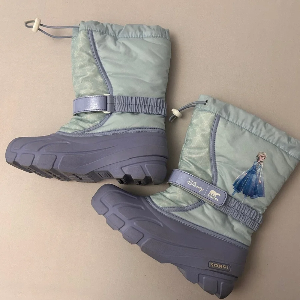 Sorel Snow Boots Disney Frozen 2 Elsa Kids Size 5 Blue‎ Purple Waterproof Winter